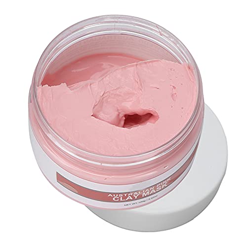 Mascarilla facial de arcilla rosa, desintoxicación de limpieza profunda, arcilla facial rosa australiana exfoliante, mascarilla facial de arcilla natural para el acné, manchas oscuras, removedor de es