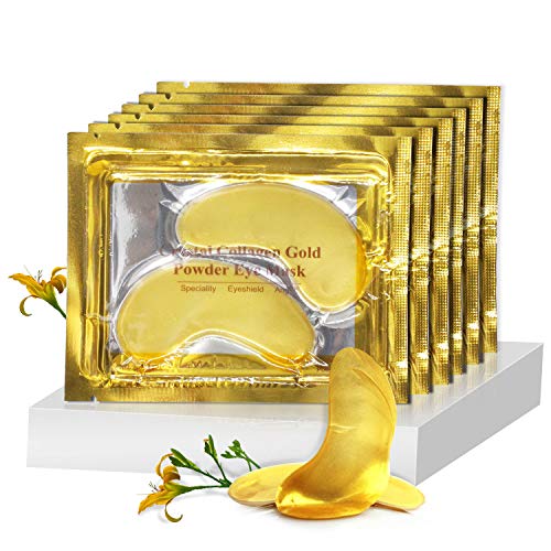 Mascarilla facial de colágeno antienvejecimiento de 24 quilates con ácido hialurónico para hidratar y reducir las ojeras, regalo de lujo para hombres y mujeres (10 pares)