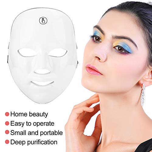 Mascarilla facial LED Terapia de luz Fotón de 7 colores Rejuvenecimiento de la piel Mascarilla facial y para el cuello Antienvejecimiento Eliminación de manchas Arrugas Blanqueamiento Mascarilla facia