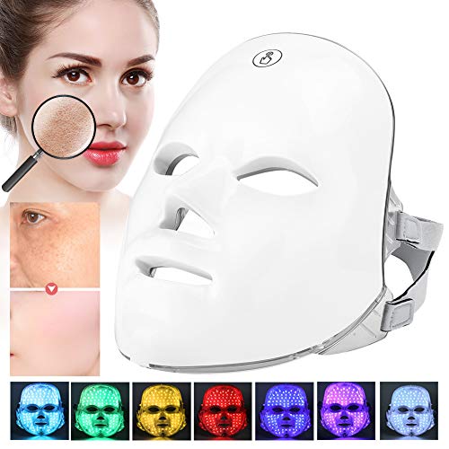 Mascarilla facial LED Terapia de luz Fotón de 7 colores Rejuvenecimiento de la piel Mascarilla facial y para el cuello Antienvejecimiento Eliminación de manchas Arrugas Blanqueamiento Mascarilla facia