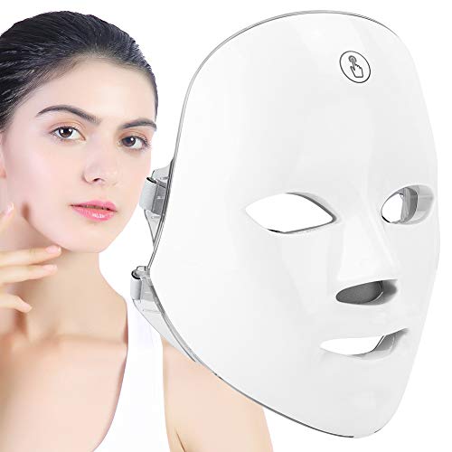 Mascarilla facial LED Terapia de luz Fotón de 7 colores Rejuvenecimiento de la piel Mascarilla facial y para el cuello Antienvejecimiento Eliminación de manchas Arrugas Blanqueamiento Mascarilla facia