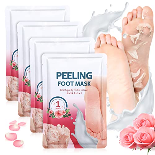 Mascarilla Pies Exfoliante 4Pcs, Exfoliante Pies, Calcetines Exfoliantes De Pies, Elimina La Piel Muerta y Los Callos, Repara La Piel Seca, Restaurar Los Pies Tiernos, Ingredientes de Esencia Vegetal