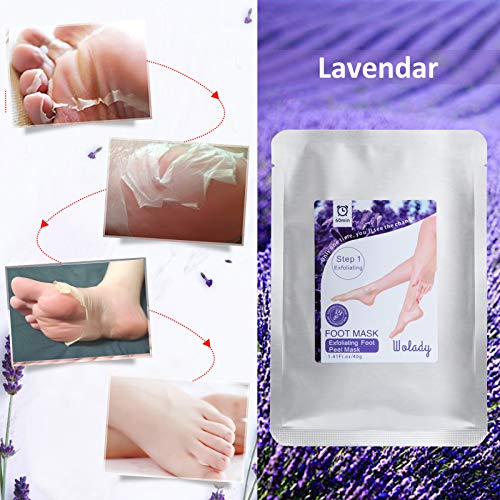 Mascarilla Pies Exfoliante Máscara Wolady 4pcs Exfoliantes Calcetines Exfoliante Pies Máscara Pies Foot Mask, Quita Cutículas y Callos, Eliminar Piel Muerta Foot Peeling Mask Hidratante y Blanqueadora