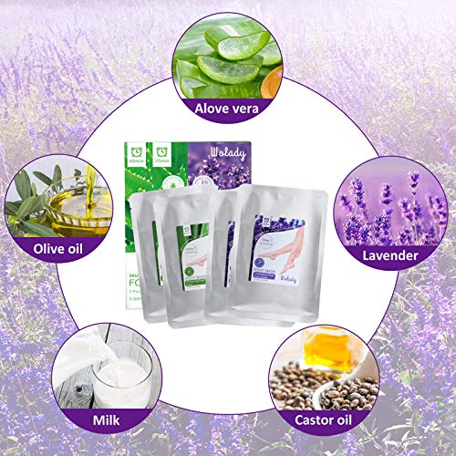 Mascarilla Pies Exfoliante Máscara Wolady 4pcs Exfoliantes Calcetines Exfoliante Pies Máscara Pies Foot Mask, Quita Cutículas y Callos, Eliminar Piel Muerta Foot Peeling Mask Hidratante y Blanqueadora