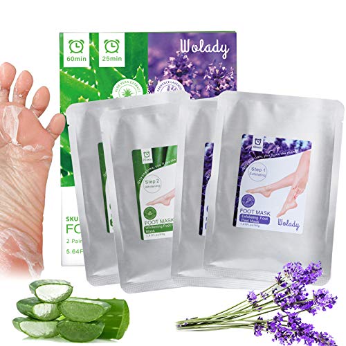 Mascarilla Pies Exfoliante Máscara Wolady 4pcs Exfoliantes Calcetines Exfoliante Pies Máscara Pies Foot Mask, Quita Cutículas y Callos, Eliminar Piel Muerta Foot Peeling Mask Hidratante y Blanqueadora