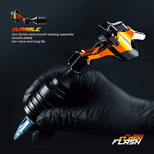 Mast Flash Rotary Tattoo Machine Direct Drive Aluminum Frame with grip RCA Connect for Tattoo Artists Golden Color