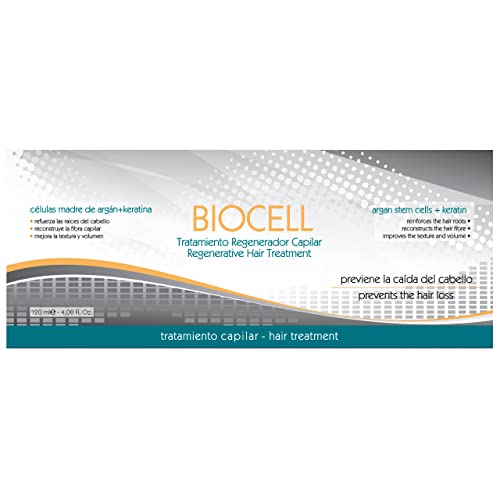 Maurens Biocell, 12 amp. De 10ml. Tratamiento Regenerador Capilar con Células Madre de Argán, Keratina y Adenosina que previene la caída del cabello, lo refuerza y reconstruye.