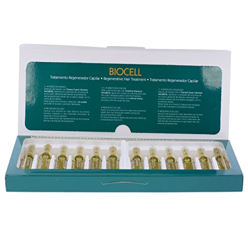 Maurens Biocell, 12 amp. De 10ml. Tratamiento Regenerador Capilar con Células Madre de Argán, Keratina y Adenosina que previene la caída del cabello, lo refuerza y reconstruye.