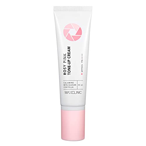 MAXCLINIC Rosy Pink Tone up Crema iluminadora natural SPF50 + PA ++++ Base de maquillaje, Prebase 50 ml / 1,69 fl oz