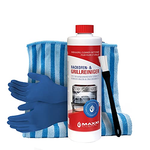Maxxi Clean Limpiador de hornos en Pasta de Gel 500 ml + Cepillo Limpiador - disuelve Suciedad persistente, Limpia automáticamente - sin Calentar - sin olores + Gratis Antibac Fleece