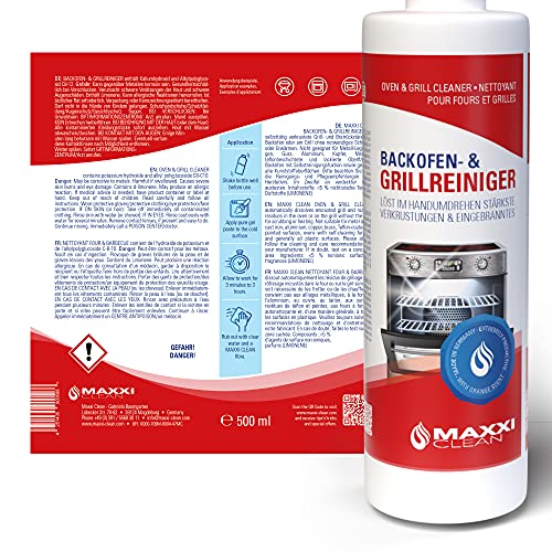 Maxxi Clean Limpiador de hornos en Pasta de Gel 500 ml + Cepillo Limpiador - disuelve Suciedad persistente, Limpia automáticamente - sin Calentar - sin olores + Gratis Antibac Fleece