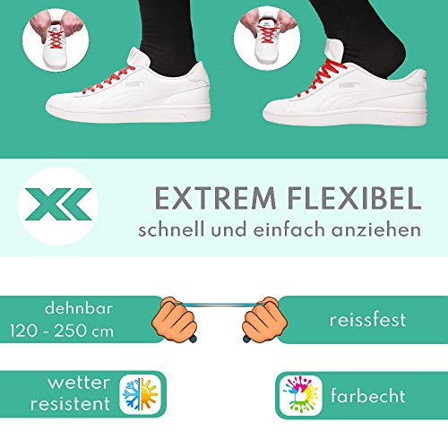 MAXXLACES - Cordones elásticos y planos, tensión ajustable para no tener que atar los zapatos, fáciles de usar, compatibles con todos los zapatos, negro, 120