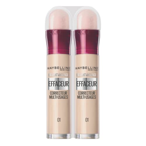 Maybelline New York Instant Antiedad Borrador Corrector, 01 Beige Rosa - 6.8 ml x 2 unidades