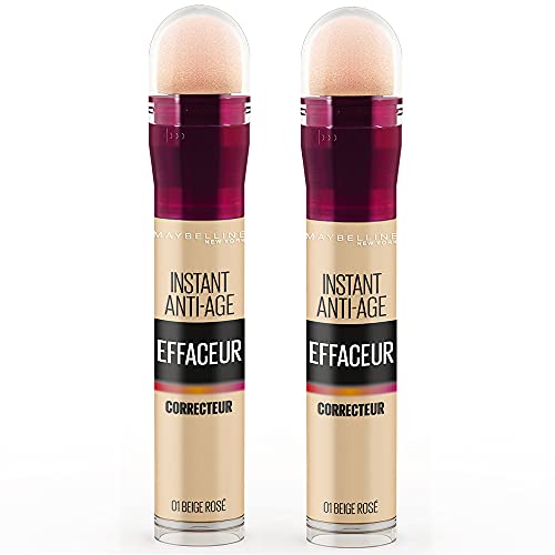 Maybelline New York Instant Antiedad Borrador Corrector, 01 Beige Rosa - 6.8 ml x 2 unidades