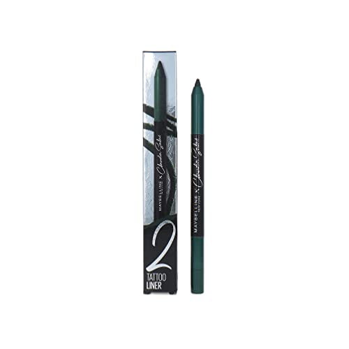 Maybelline New York Lápiz de ojos waterproof Tattoo Liner 932 Intense Green verde, Colección Claudia Salas x Maybelline New York 10 g