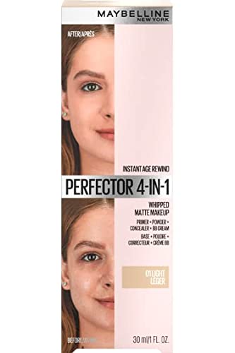 Maybelline New York, maquillaje perfeccionador 4-en-1 Instant Perfector, acabado mate natural, tono modulable, Light