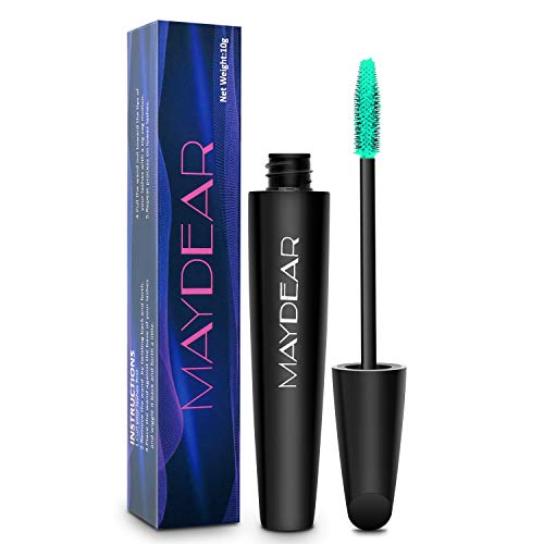 Maydear Rímel resistente al agua, duradero, a prueba de manchas, voluminoso y encantador- verde claro
