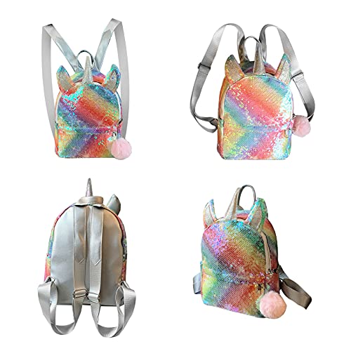 MCB2CT Mochila Unicornio, Mochila Escolar para Niñas Infantiles, Linda Bolsa de Moda con Lentejuelas Brillantes para Colegio Viaje Deporte, Regalo Para San Valentín Cumpleaños Aniversario Navidad