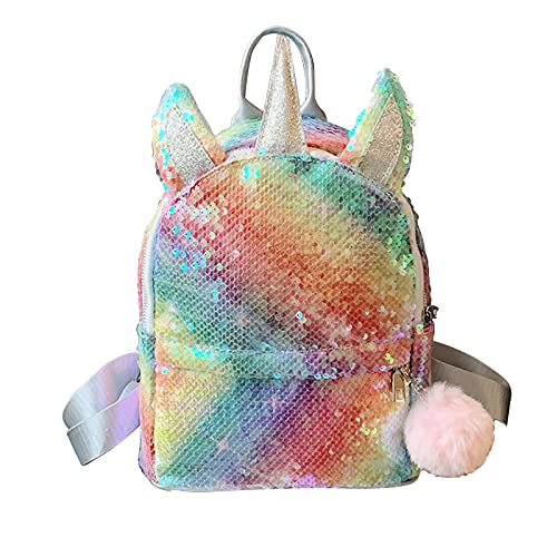 MCB2CT Mochila Unicornio, Mochila Escolar para Niñas Infantiles, Linda Bolsa de Moda con Lentejuelas Brillantes para Colegio Viaje Deporte, Regalo Para San Valentín Cumpleaños Aniversario Navidad