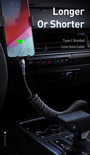 mcdodo Cable en espiral USB C,cable de carga flexible, tipo C QC 4.0,cable de carga telescópico,cable de datos en espiral,compatible con Galaxy S10 S9 S8 Huawei Xiaomi,estiramiento de 0,2m hasta 1,8m