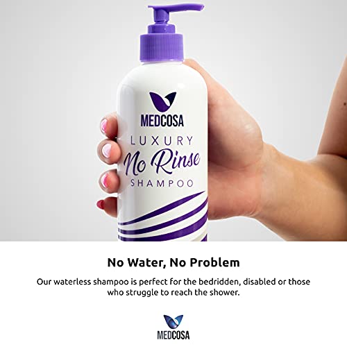 Medcosa - Champú en seco - Pelo limpio y radiante sin necesidad de agua. Champú que no requiere aclarado, ideal para hospitales, residencias, acampadas, etc. [1 unidad]
