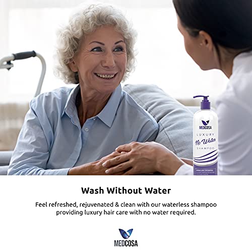 Medcosa - Champú en seco - Pelo limpio y radiante sin necesidad de agua. Champú que no requiere aclarado, ideal para hospitales, residencias, acampadas, etc. [1 unidad]