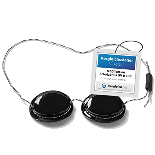MEDlight Gafas de protección UV de primera calidad I Gafas de sol para una protección ocular fiable en la cama solar o al tomar el sol en la playa I Calidad comprobada según la norma DIN 170