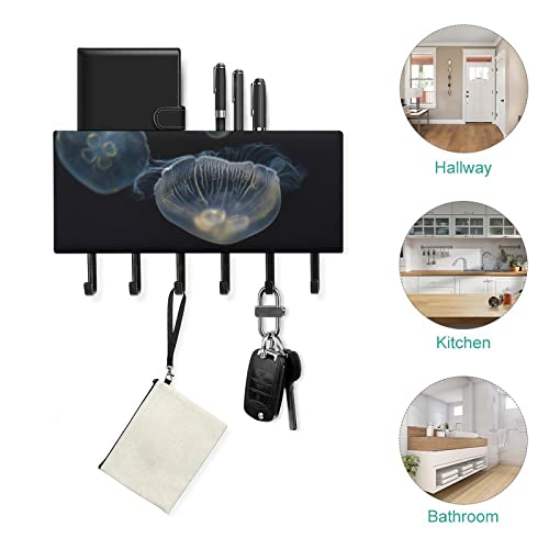 Medusas De Mar Azul Soporte Para Llaves Y Correo Para Pared - Organizador De Correo Montaje En Pared - Soporte Para Llaves Con Almacenamiento De Correo 18x11cm