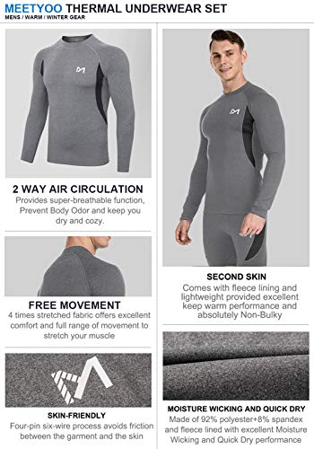 MEETYOO Conjunto de Ropa Interior térmica para Hombre, Absorbente de Largo, Capa Base de Secado rápido, Traje de compresión Deportivo para Entrenamiento, esquí, Correr, Senderismo