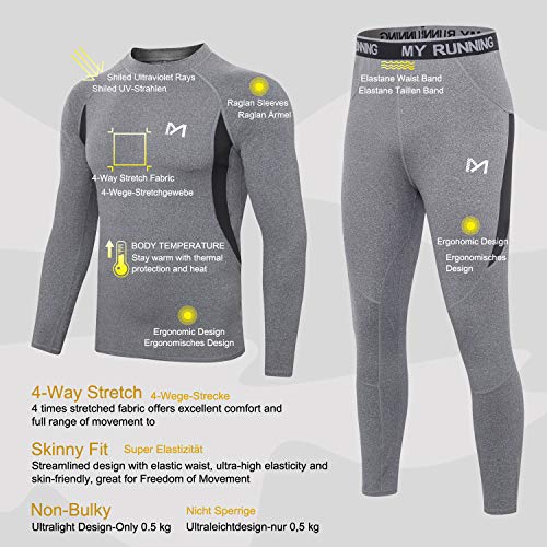 MEETYOO Conjunto de Ropa Interior térmica para Hombre, Absorbente de Largo, Capa Base de Secado rápido, Traje de compresión Deportivo para Entrenamiento, esquí, Correr, Senderismo