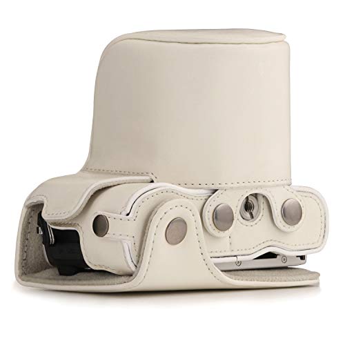 MegaGear Ever Ready - Funda para Olympus Pen E-PL10, E-PL9 (14-42 mm, de Cuero, con Correa) Color Blanco
