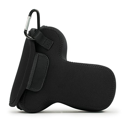 MegaGear MG1196 - Funda de Neopreno con mosquetón para cámara Olympus OM-D E-M5 Mark II de 12-40 mm, Color Negro