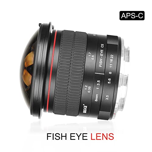 Meike Optics MK 8 mm F3.5 Objetivo Ojo de Pez de Ultra Gran Angular para Canon EF, Negro