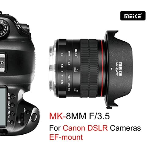 Meike Optics MK 8 mm F3.5 Objetivo Ojo de Pez de Ultra Gran Angular para Canon EF, Negro