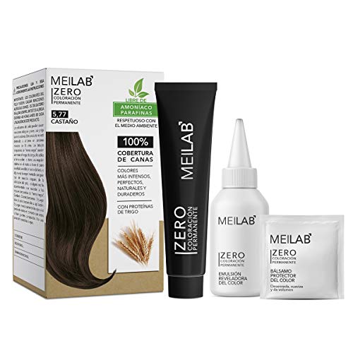 MEILAB - Tinte permanente sin amoniaco - Pack de 3 unidades - Color Castaño tabaco claro #5-77