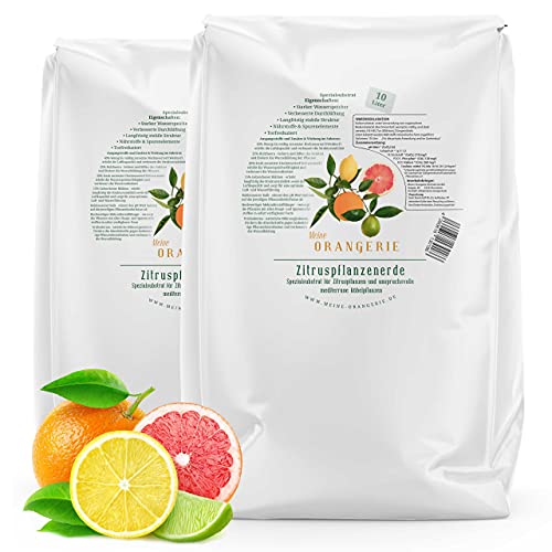 Meine Orangerie Paquete de cuidado de cítricos Mezzo: la mejor tierra cítrica + fertilizante potente para cítricos + útil medidor de humedad + folleto de cuidado (idioma español no garantizado).
