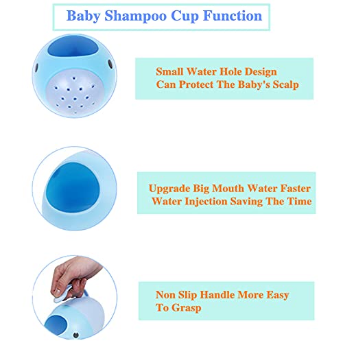MEISISLEY Taza De Champú para NiñOs Taza De BañO para NiñOs El Lavado del Cabello Taza El Pelo del Bebé Enjuagadora Jarra De Baño para Lavar El Cabello Blue