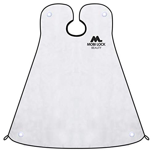 Mejor babero para el afeitado de la barba - Delantal para el recorte de la barba y capa de afeitado - Incluye peine para el afeitado, bolsa y libro electrónico para el afeitado por Mobi Lock
