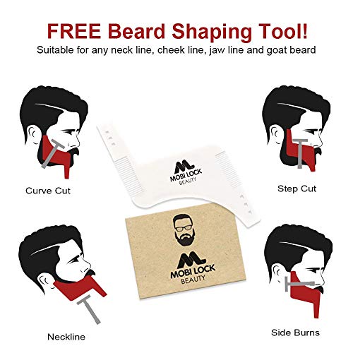 Mejor babero para el afeitado de la barba - Delantal para el recorte de la barba y capa de afeitado - Incluye peine para el afeitado, bolsa y libro electrónico para el afeitado por Mobi Lock