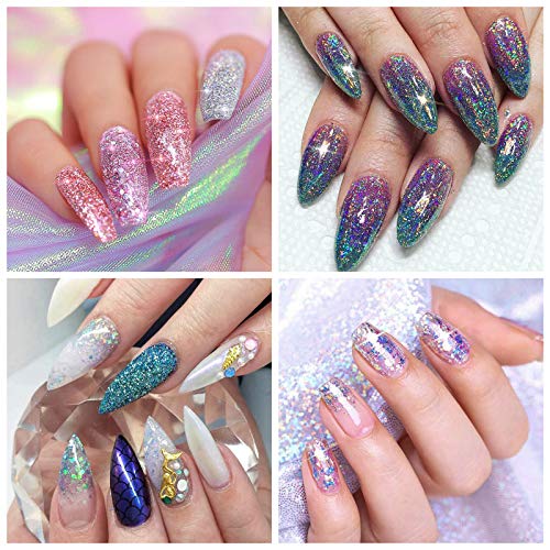 MELLIEX 18 Botes Purpurina Polvo, Glitter Flakes Brillantes para Uñas Lentejuelas Brillos Decoración para Cara, Nail Art, Cabello y Cuerpo(Con Cepillo)