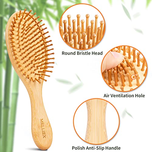 MELLIEX Bambú del Pelo Cepillo, Cepillo de Madera para el Pelo Masaje Natural Anti Estática para Mujer Hombre Niñas