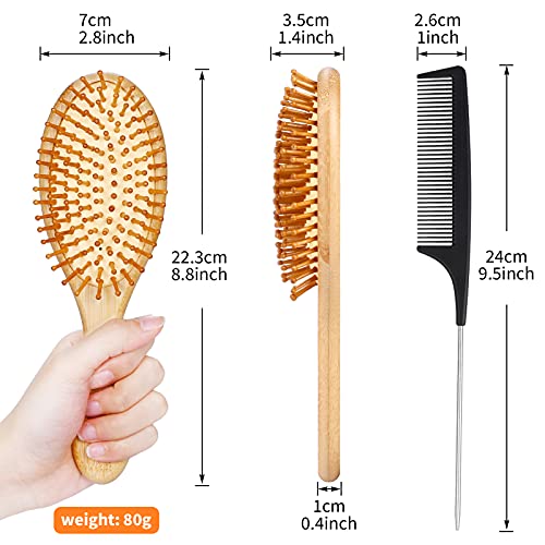 MELLIEX Bambú del Pelo Cepillo, Cepillo de Madera para el Pelo Masaje Natural Anti Estática para Mujer Hombre Niñas