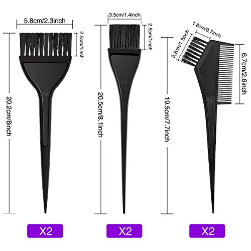 MELLIEX Brocha Tinte Pelo, 6pcs Kit Tinte Pelo de Cepillo, Cepillo de Aplicador de Color de Cabello de Peluquería Profesional, Salón Casa DIY