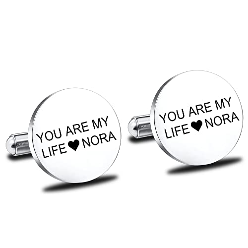 MeMeDIY Gemelos para Hombre Personalizado con Foto/Inicial/Texto Acero Inoxidable Juego de Gemelos para Bodas Plata Gemelos Iniciales Gemelos para Camisa Traje Esmoquin Negocio Padrinos Regalo
