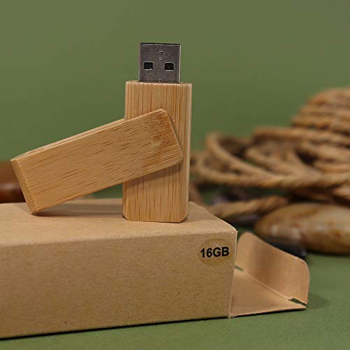 Memoria USB 16 GB en Madera de Bambú Personalizado (Nombre o Texto) · Pendrive Ideal para Regalar · Original y Elegante Producto Promocional · Presentada en Estuche Individual de Cartón Reciclado
