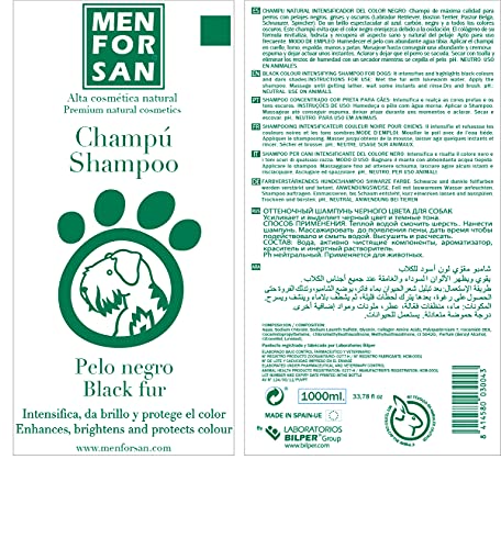 MENFORSAN Champú Perros Pelo Negro 1L, Intensificador del Color