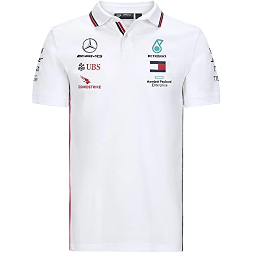 Mercedes-Benz Mercedes Amg Petronas Team-Polo Camisa, Blanco, Blanca, M para Hombre