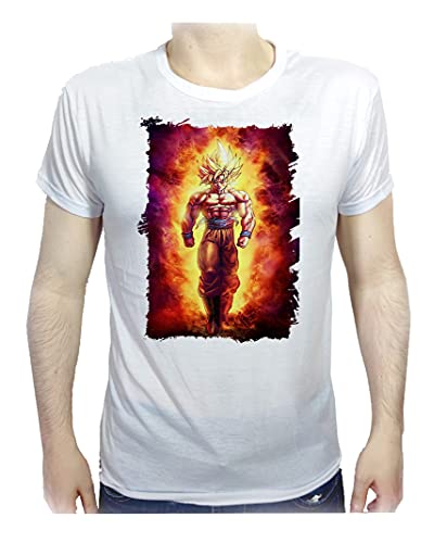 MERCHANDMANIA Camiseta Tacto ALGODÓN A3 Goku Aura DE Furia Super Guerrero Cotton Touch Tshirt