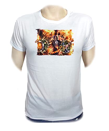 MERCHANDMANIA Camiseta Tacto ALGODÓN boku no Hero Katsuki bakugo Fuego Furia Cotton Touch Tshirt.