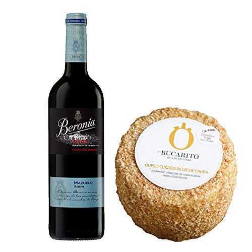 Mezclanza Exclusiva - Pack de Vino tinto Beronia Mazuelo y Queso Curado de Leche Cruda Emborrado - Vino de 75 cl y Queso de 900 g aprox